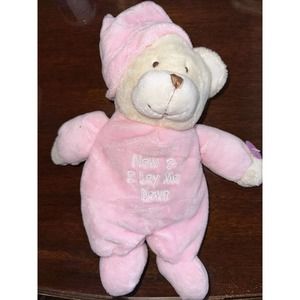 Dan Dee Stuffy Bear "Now I Lay Me Down To Sleep" Says Prayer Lovie New Pink